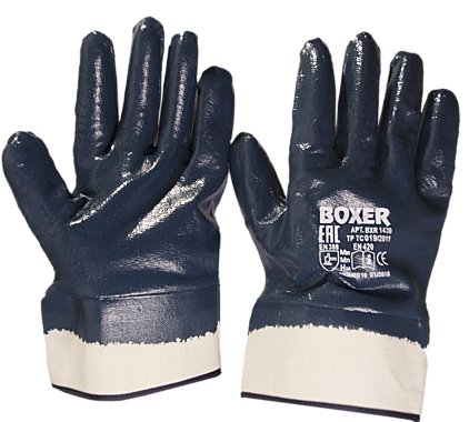 Перчатки нитриловые полное покрытие  манжет-крага синий  BOXER BXR 1430 р.10