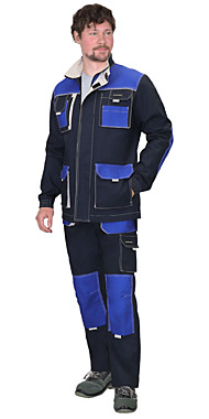 Куртка ДВИН р.48-50/170-176 синяя с васильковым и молочной отделкой