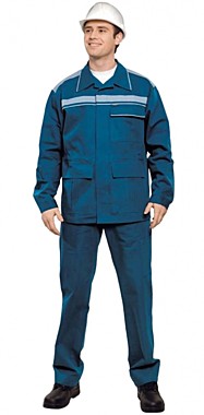 Костюм АКТУАЛ 1 БРЮКИ р.60-62/182-188 синий с серой и голубой отделкой