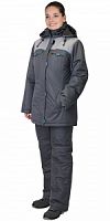 Костюм ФАВОРИТ ЗИМА БРЮКИ  женский  52-54/158-164 т.серый со св.серым и голубым 