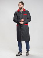 Халат ТЕХНОЛОГ р.44-46/182-188 тёмно-серый/красный, мужской